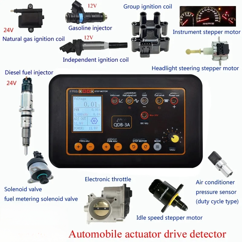 Automobile Ignition Coil Test Injector Solenoid Valve Idling Stepper Motor Instrument Tester Fault Detector Drive Simulator