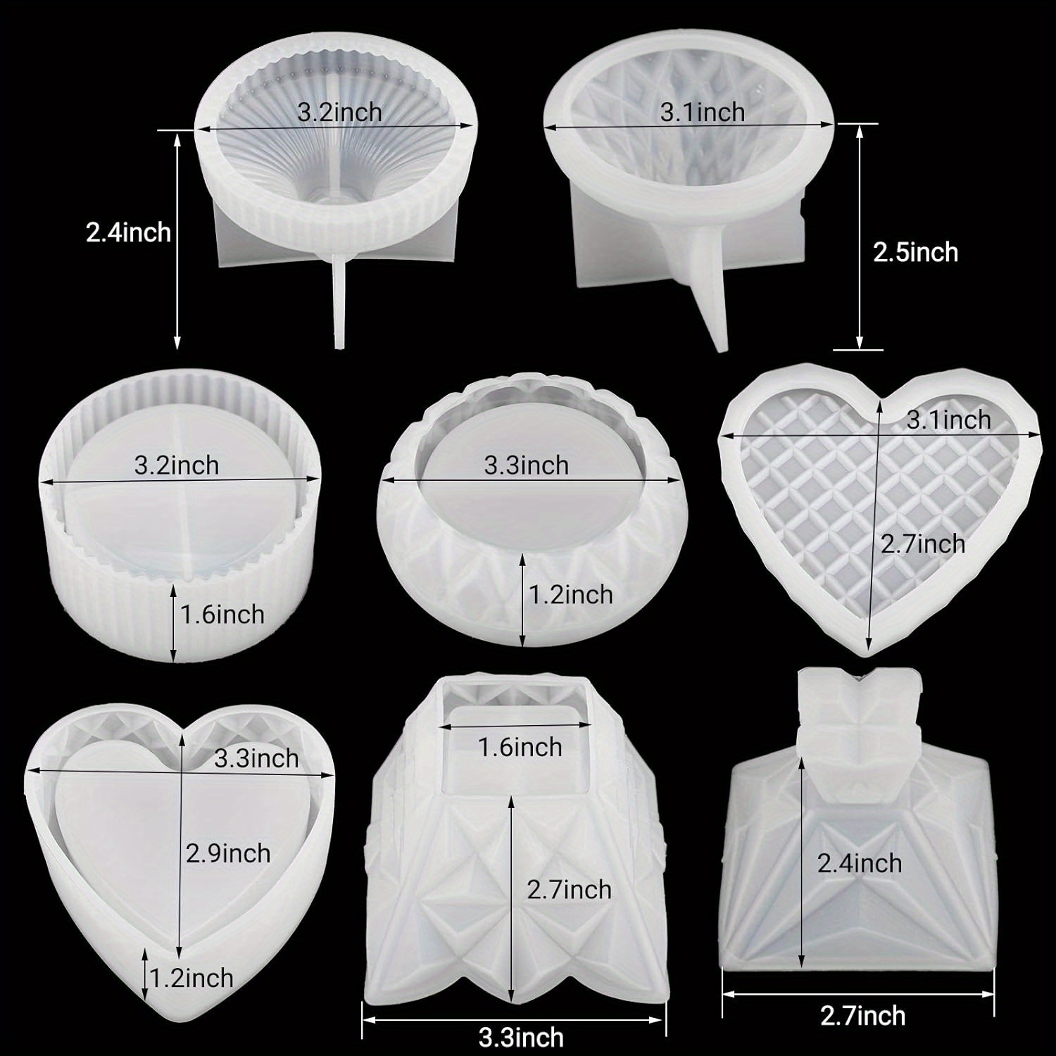 Image of 4pcs Box Resin Molds, Silicone Jewelry Box Molds With Pyramid Trinket Epoxy Mold, Heart Organizer Mold, Round Jewelry Storage Holder And Drop Container Mold For Diy Art Casting, Candy Jar
