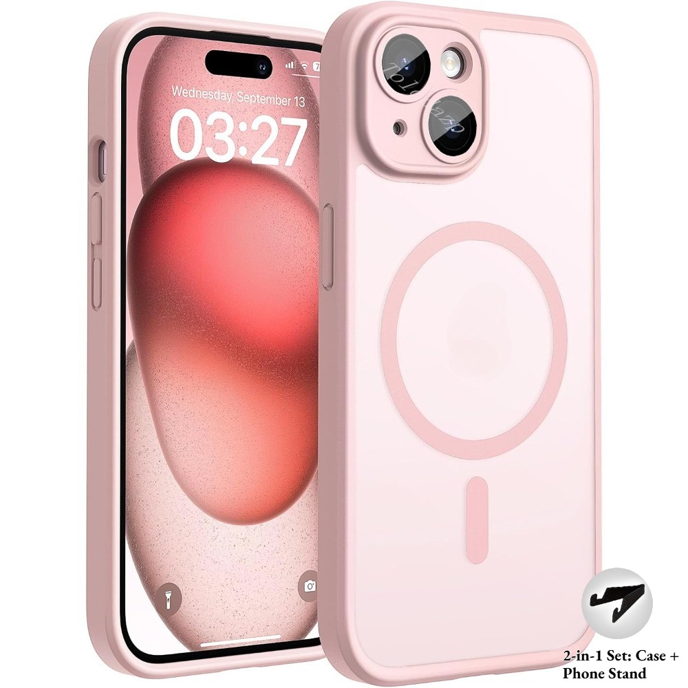 TEMU Phone Case - 2-in-1 Set: Case And Phone Stand New Luxury Translucent Magnetic Phone Case For Iphone 17 16 15 14 13 12 11 Pro , Upgraded [full