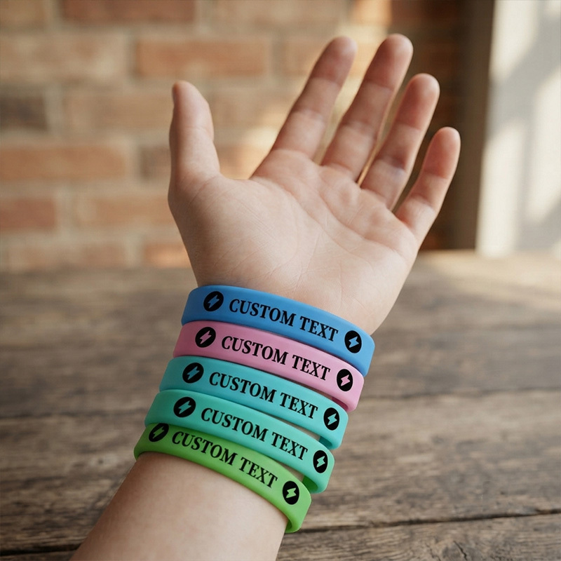 100pcs Custom Silicone Wristbands with Double Patterns, Customizable Text