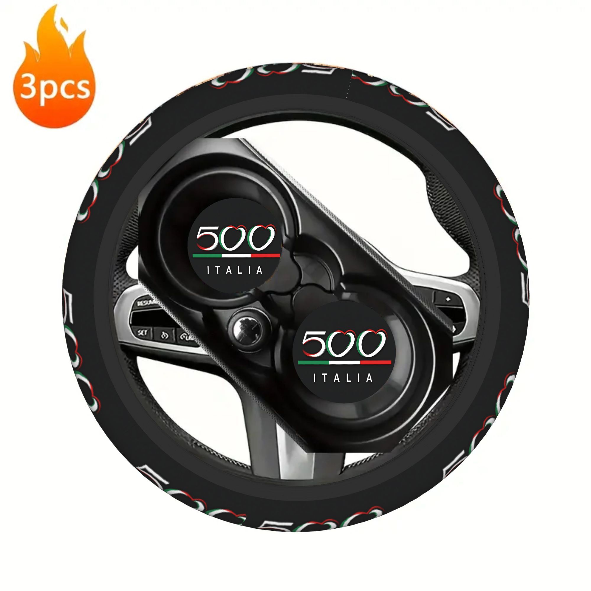 TEMU 3pcs Universal Steering Wheel Cover+coaster Set, 5000 Italia: A Fusion Of Italian Heritage And Valentine's Day, Easter, New Year Gifts