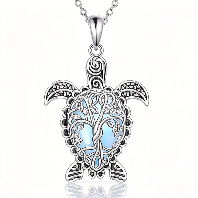 Unique Ocean Turtle Tree Necklace, Boho Statement Jewelry