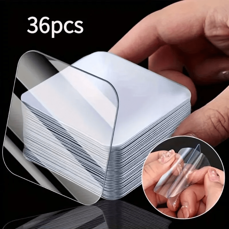 TEMU 36pcs de ruban adhésif double face ultra-résistant ; transparent ; perçage ni clous nécessaires ; convient à diverses surfaces, y , , le métal,