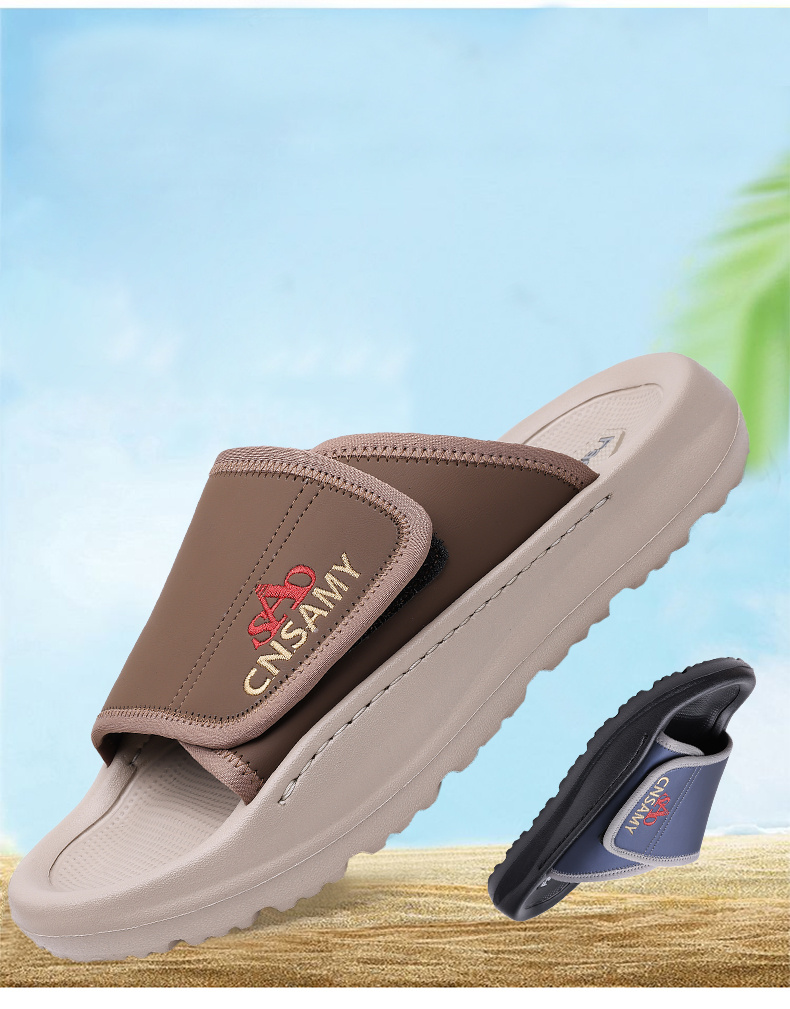mens fashion anti   flops comfortable thick soled summer sandals durable eva material unisex design casual daily use non slip wear resistant driving home slippers for men 2025 new lightweight quick dry slides stylish open toe indoor outdoor   with   sole solid color round toe   1 pair 1   bag 2pcs set Product details 1
