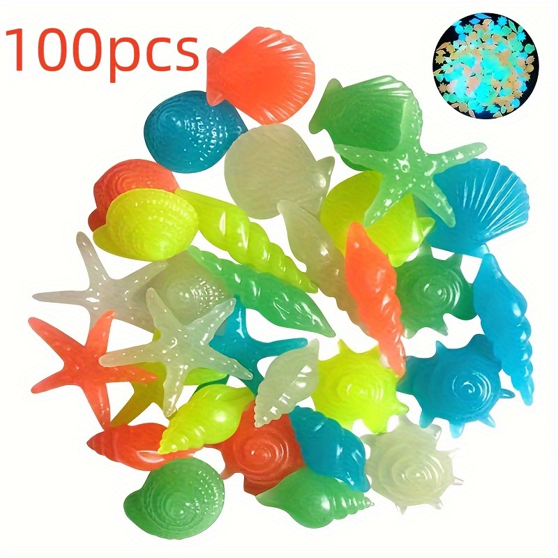 TEMU 100 stuks Oceaan Lichtgevende Fluorescerende Schelp Aquarium Landschap Lichtgevende Zeester voor Tuin Aquarium Aquarium/Aquarium/