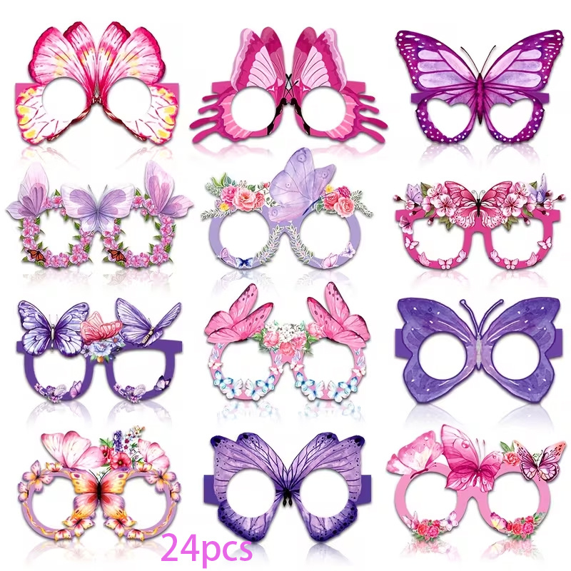 12/24 -themed Party Photo Props, Paper Glasses Decorations, For Babyshower Spring Flower And Party Glasses, Party Supplies, Fun Birthday Party Decorations