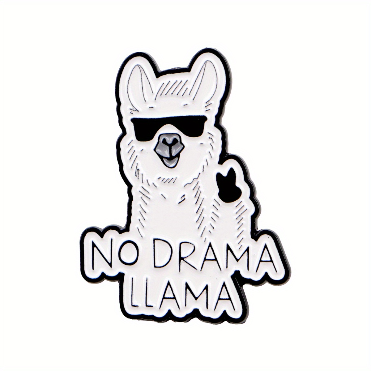 Image of 1pc No Drama Enamel Pin | Cute Llama Lapel Pins, Fashion Additions For Backpack, Women Men Brooch, Jewelry Gift