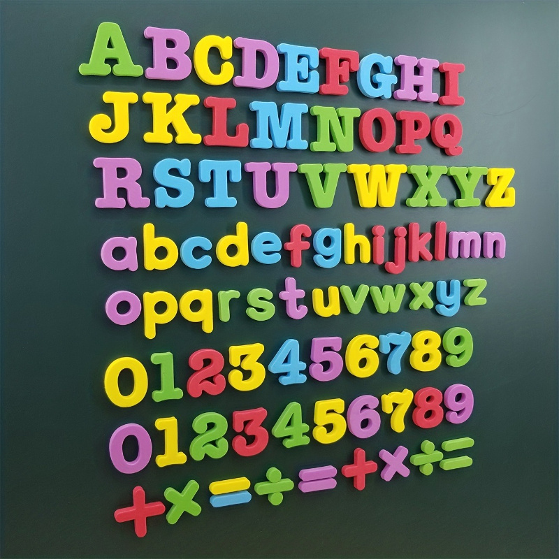 50pcs education enlightenment magnetic stickers   colored refrigerator stickers puzzle   alphabet toys christmas halloween gifts color random random style