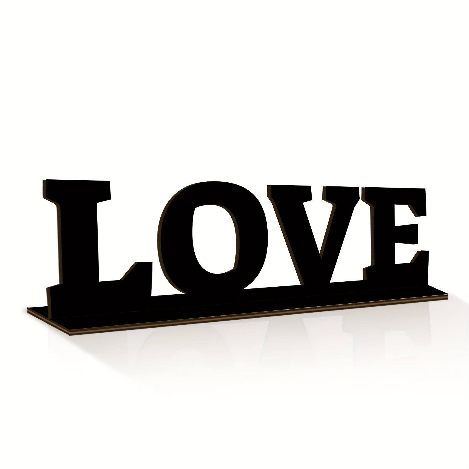TEMU Plaque de décoration en bois 2D - 1pc avec thème "LOVE", design plat 2D pour cadeau de Saint-Valentin, moulage en une seule pièce , extrémité