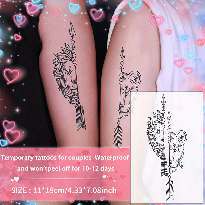 Xm&xp Lion Temporary Tattoo Stickers Waterproof Suitable For , Disposable Instant Lion Face Body Tattoos For Valentine's Day Wedding Decorations, For & Body, Gift For,, Wedding Tattoo Designs