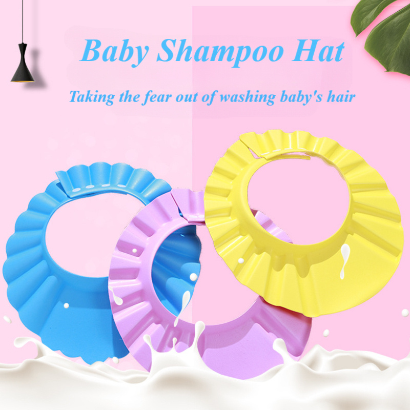 

1pc Adjustable Shampoo Cap In Pink, Yellow, - Soft Polyester, Hair, ' & Shower Use, Bath Accessories