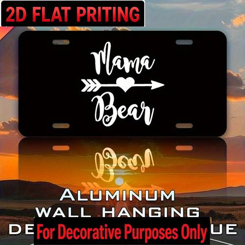item picture 2d flat for decorative use only 2d flat printing 1pc bear metal license plate sign with arrow and uv coated aluminum 6x12 inches for decorative purposes wall hanging decor suitable for home caf
