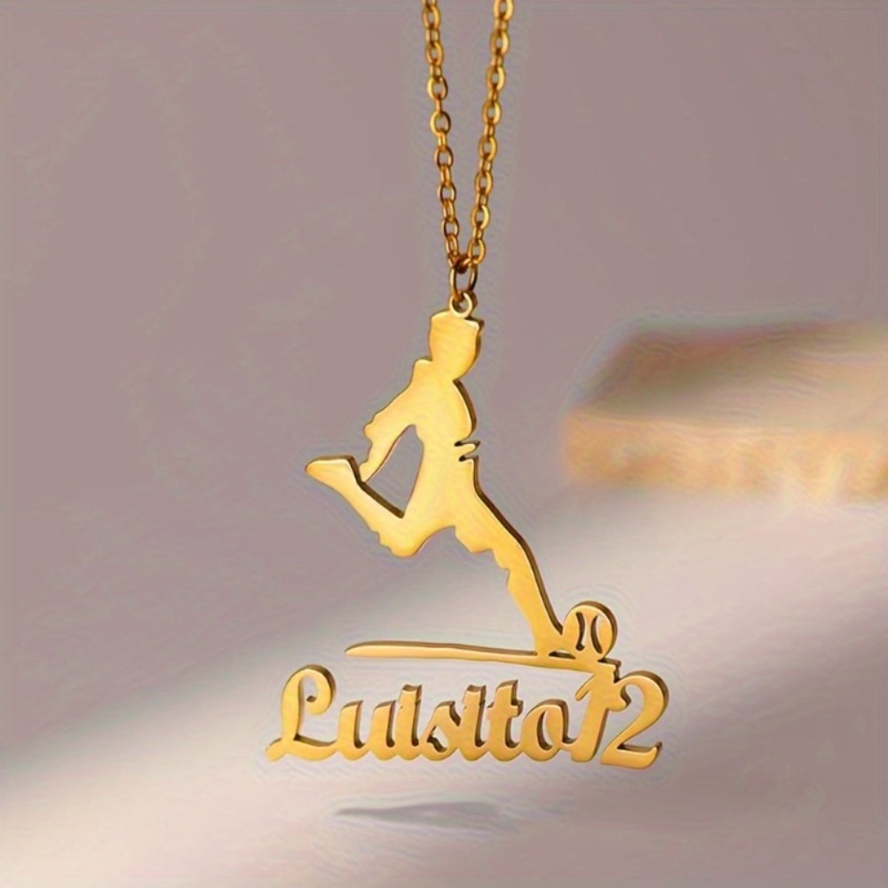 Personalized Football Player Silhouette Name Necklace