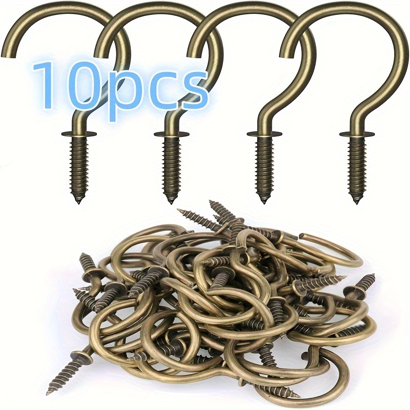 10pcs Spiral Hooks, Brass Spiral Hooks, Lights And Curtain Hooks, Kitchen Hooks, Plant Hooks, Outdoor/indoor Hooks, Utility Hooks