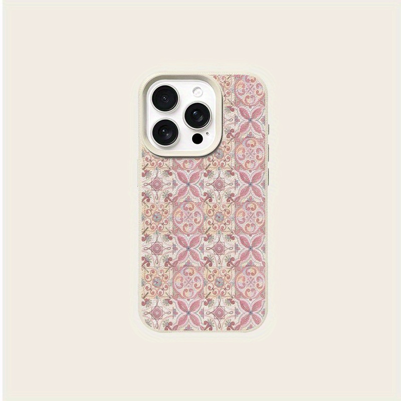 TEMU Phone Case - A Pink Cross-patterned Floor Tile Shockproof Phone Case, Suitable As A Christmas Gift Or A Birthday Present, Compatible With Galaxy