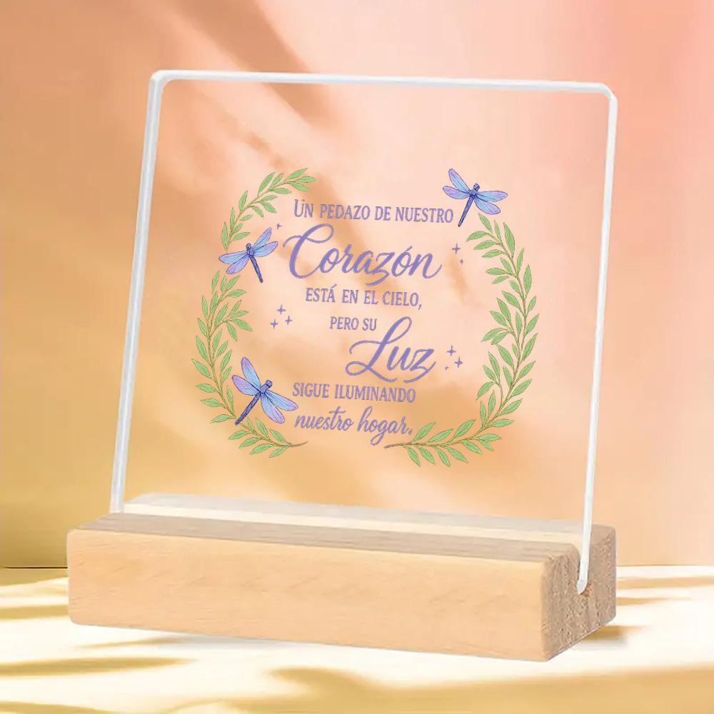 TEMU Placa española 2D con base - Panel de acrílico transparente y adecuada para regalos de condolencia españoles, exhibición de en acuarela con en