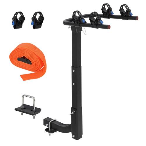 folding 2 bike hitch rack for cars suvs and rvs with stabilizer and rubber straps compatible with 2 hitch mounts for secure transport