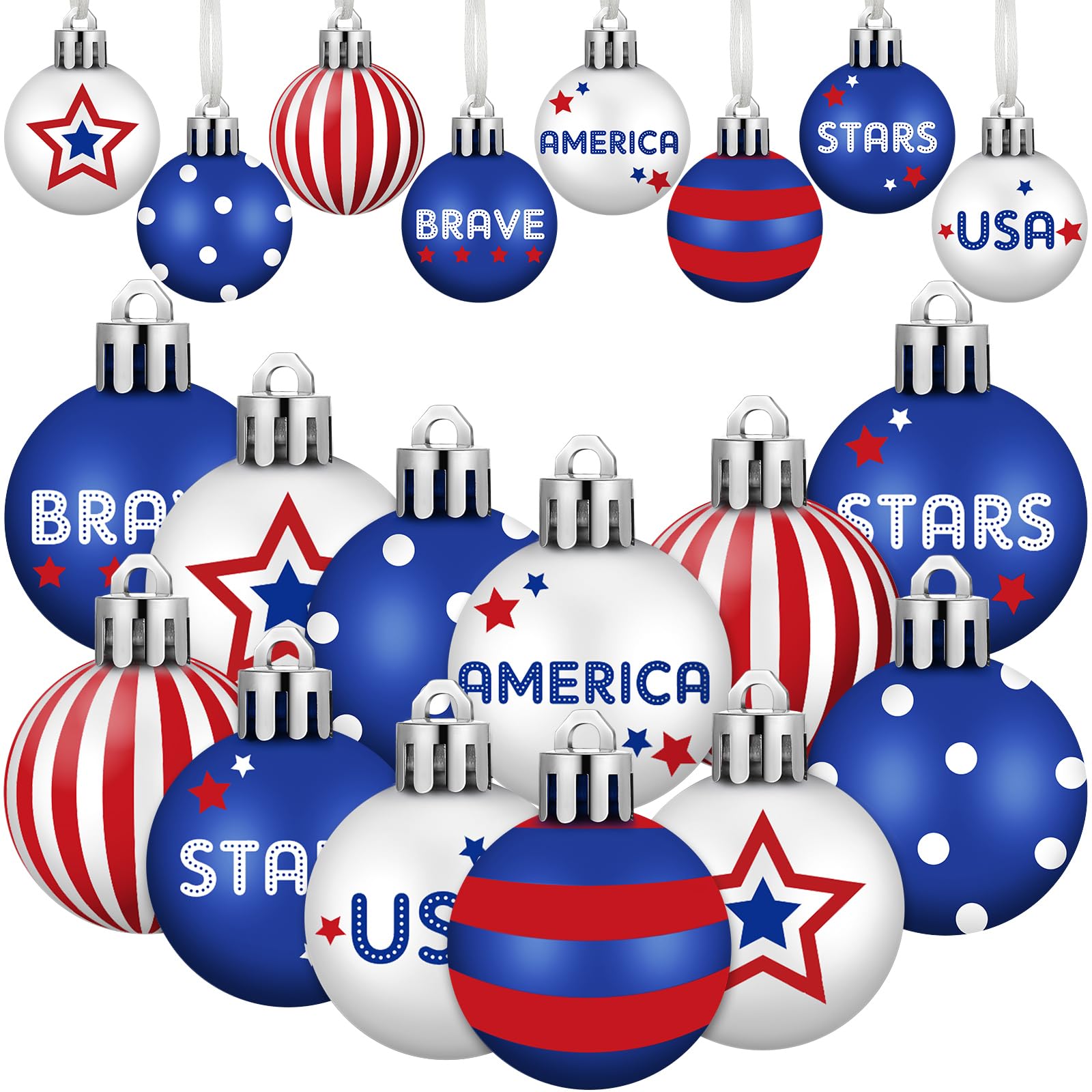 TEMU 24pcs Mini Presidents' Day Ball Ornaments For Tree, Red White And Blue Decorations Patriotic Ball Ornaments Day Hanging Ornaments For Holiday