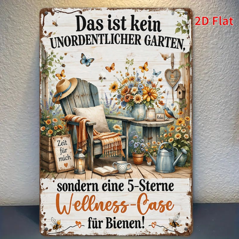 TEMU 2d Flat, [2d Flat] 1pc Vintage Bee & Floral Wall Art - Wood Panel Suitable For Outdoor/ Decor, Artificial Wood Hanging Sign With Beehive For,