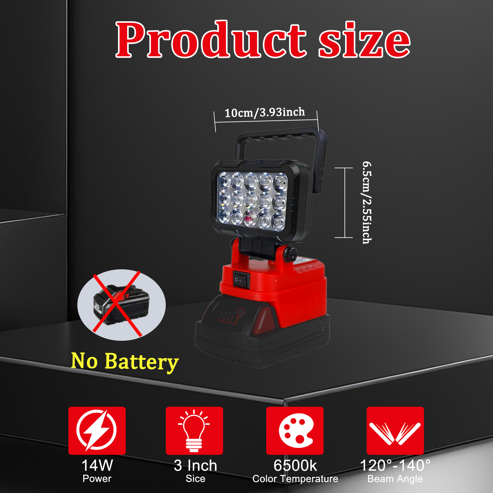TEMU Cordless Led Work Light For Milw Lithium Battery, Emergency Floodlight Camping Flashlight, Versatile Dual Usb Output Ports, 2 Levels Adjustable