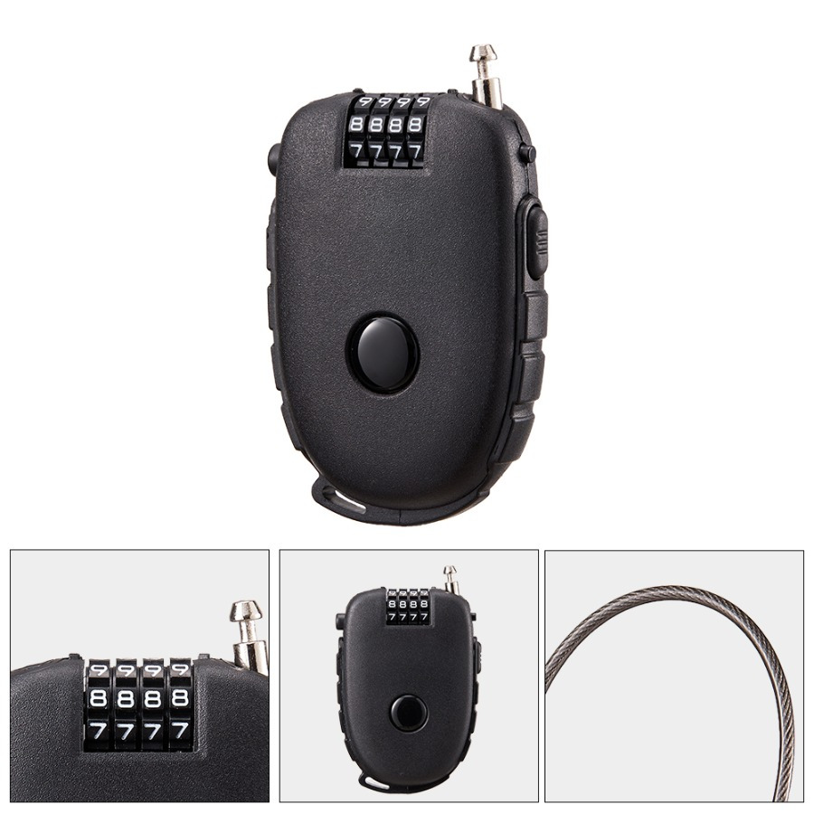 Combination Lock Rail Travel Luggage Lock Retractable 4-digit Combination Padlock Sled Skateboard Extended Steel Wire Helmet Lock