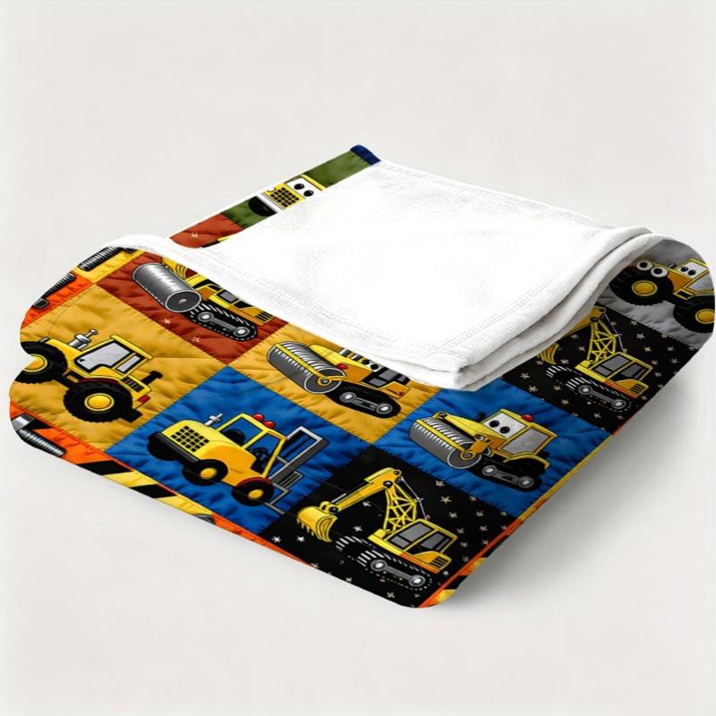 Cartoon Construction Vehicle Printed Throw Blanket