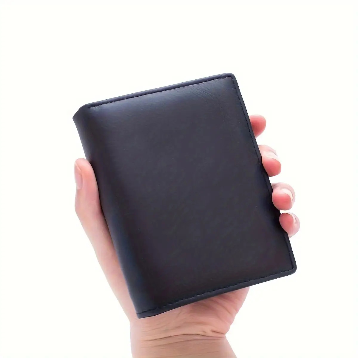 TEMU A Genuine Leather Compact Wallet - Featuring A Slim , A Compact Card Holder, And A Coin Pouch With An Id Window, This Elegant Minimalist Wallet