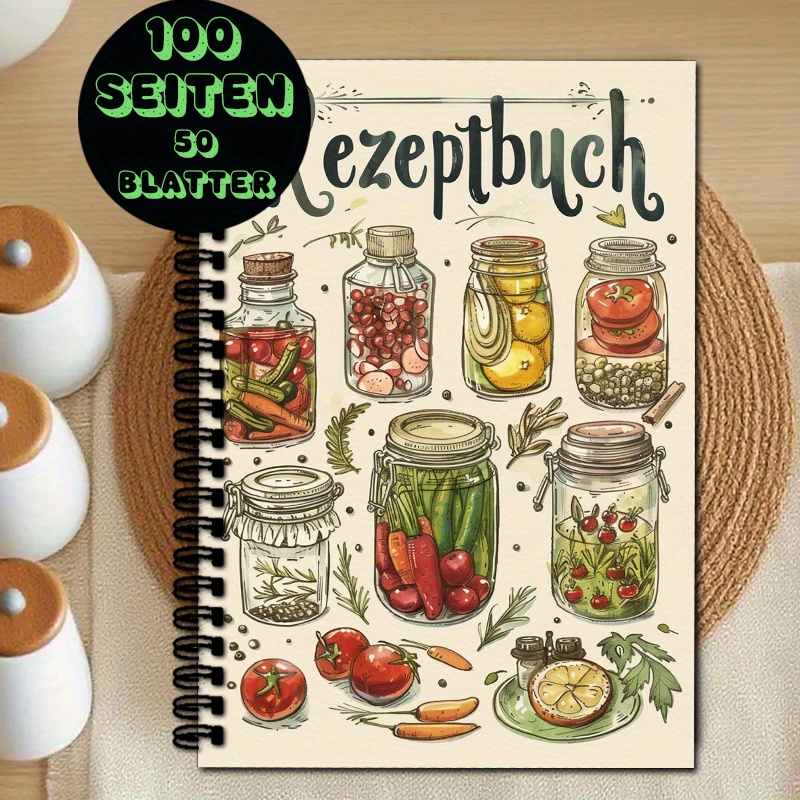 Image of 1pc German Recipe Book, About Pickled Jars, Fruits, Vegetables, Hand-drawn Style. Suitable For , Personal Use, And Men And Women