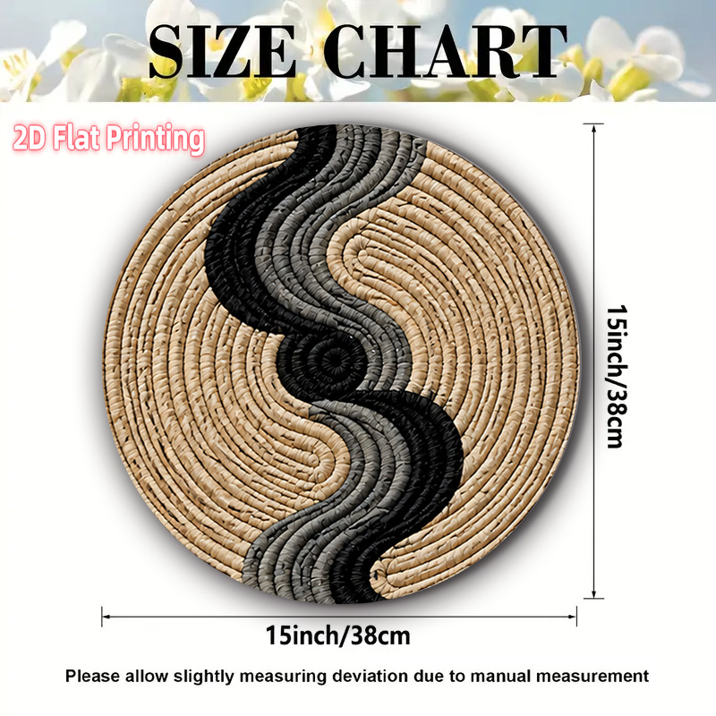 TEMU 2d Flat 4pcs 15x15in Exquisite Placemats Modern Yin Yang Natural Black Theme Design-anti-slip, Heat-resistant, Washable And Durable Round Shape,