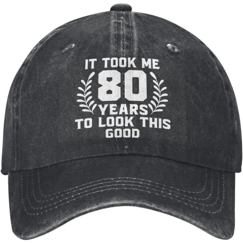 TEMU Funny 80th Birthday - Vintage Washed Trucker Hat Suitable For 80 Years Gift, Lightweight With Curved Brim, Adult Present For Wear & Special