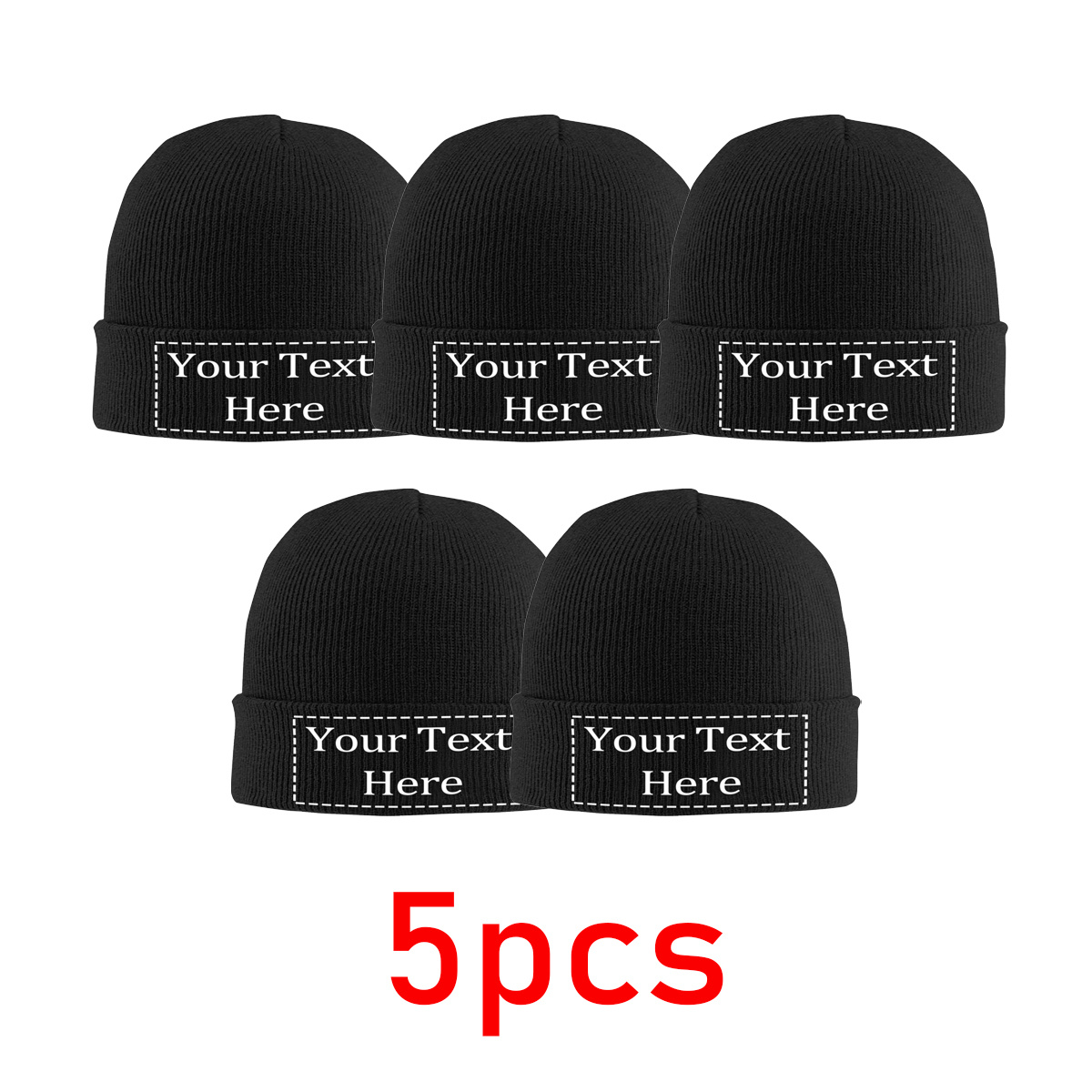 

Custom 5pcs Personalized Beanies - Design Your Text, Lightweight & Stretch , Bridal Showers & Gifts