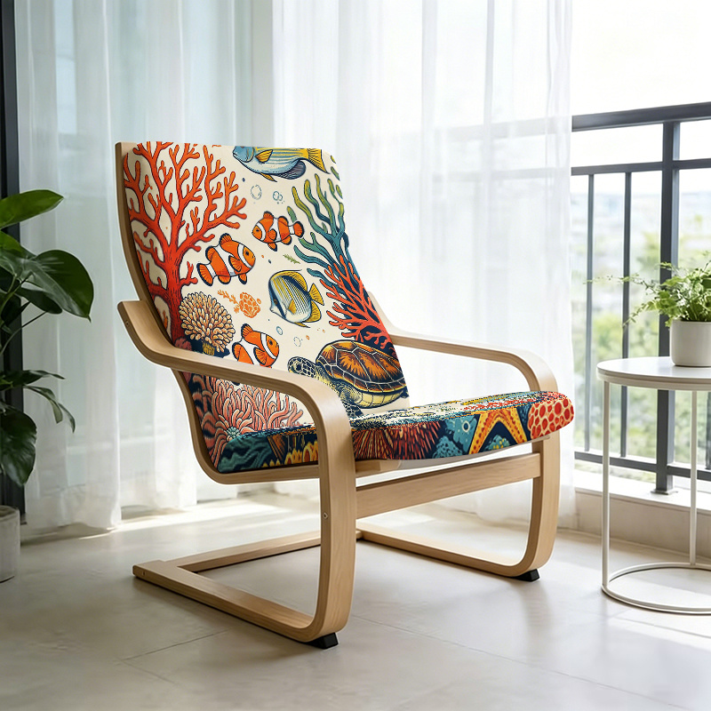 TEMU para tumbona marina tropical, 1 pieza, compatible con cojín de silla , protector elástico y estirable para de cojín de tumbona de silla , cierre