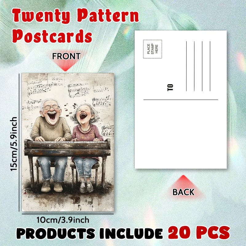 TEMU 20 stuks Grappige Ouderpaar Ansichtkaart voor Alle Gelegenheden, Hippie, Uniek Alledaags Cadeau voor Familie & Vrienden, Felicitatie, Verjaardag