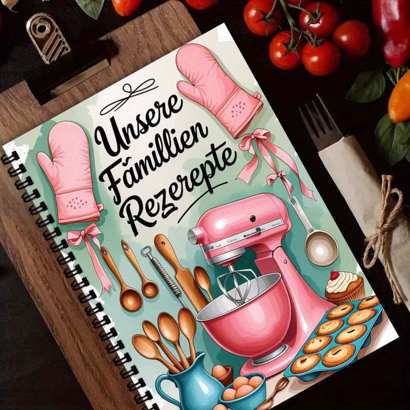 TEMU Il delle ricette personalizzato A5, a tema rosa come "Il mio libro di famiglia", funge da planner delle ricette vuoto per chi ama cucinare.