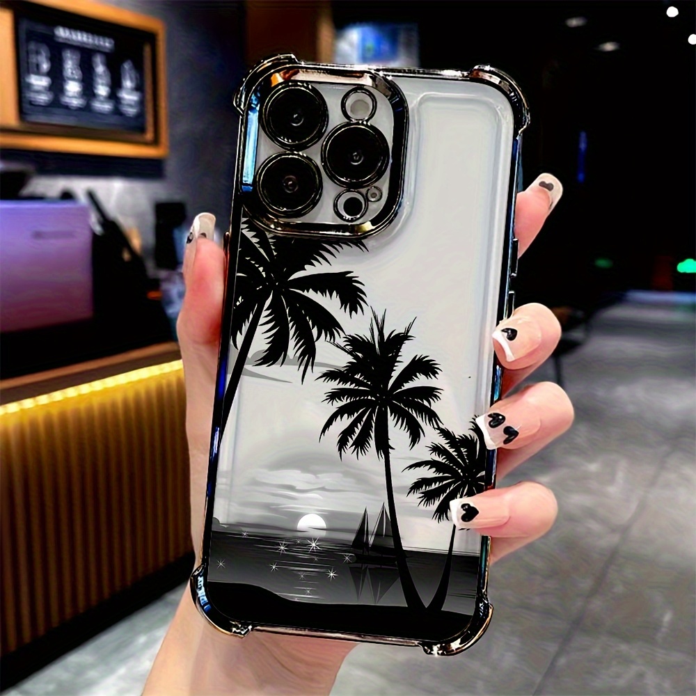 TEMU Phone Case: A 2d Flat Phone Case With A Luxurious Electroplated Tree Pattern, Featuring Reinforced Four-corner Protection, Suitable For All .