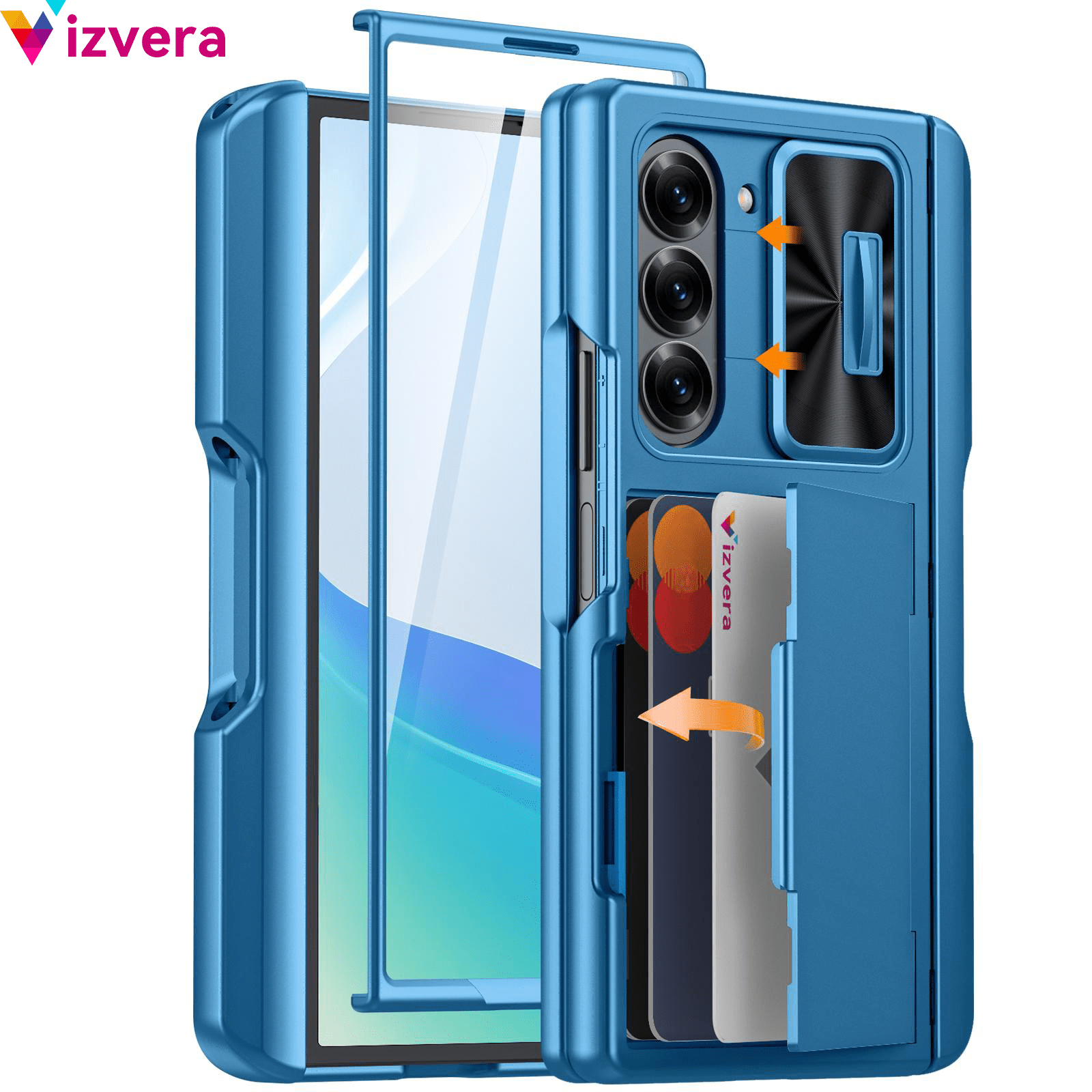 Phone Case: For Galaxy Z Fold 6 Phone Case Rf Wallet Strap Shockproof Pc Protective Case With Card [ Holder] [camera Cover] And Card Slot For Z Fold 6 2024