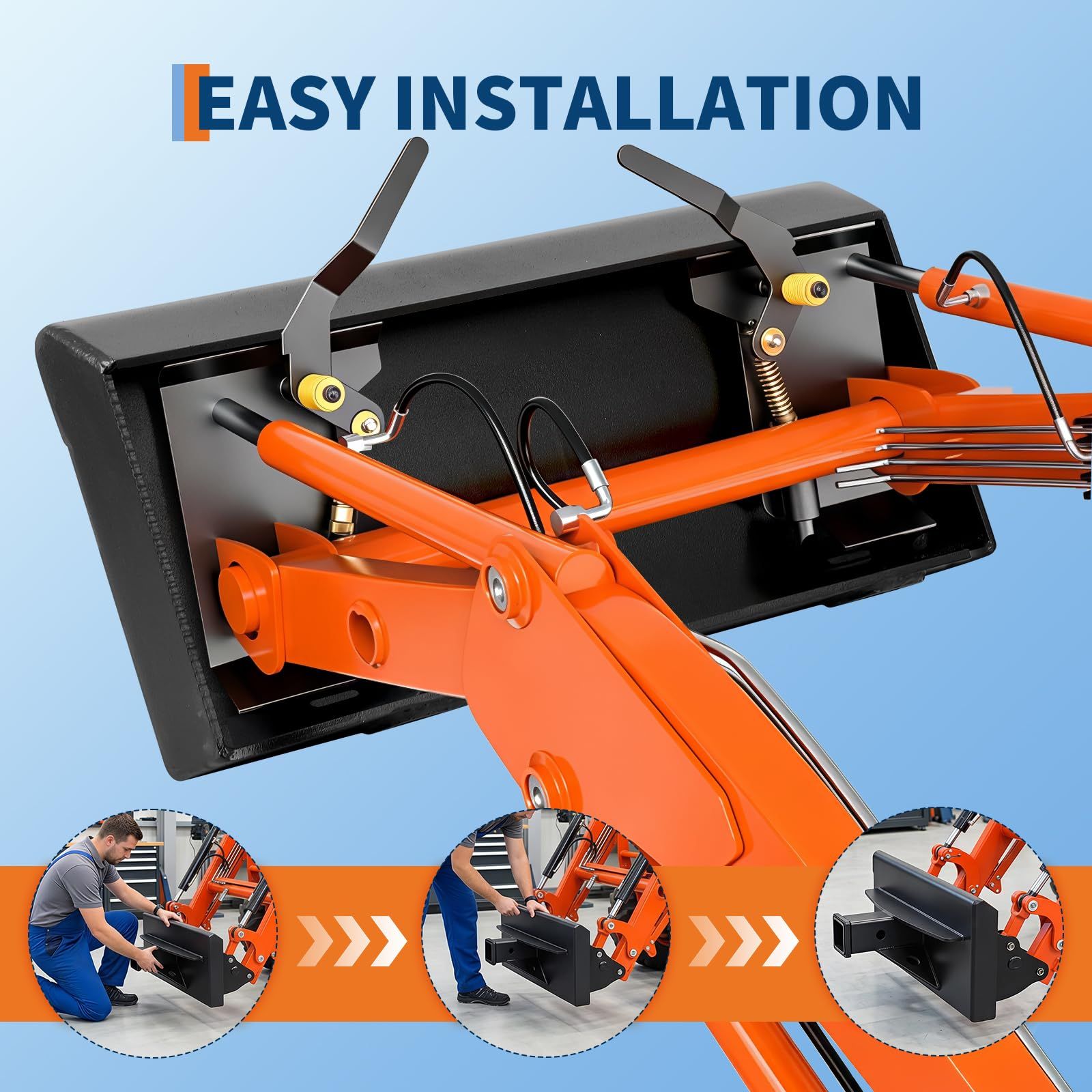 Heavy Duty Mini Skid Loader Connector Plate With 5 Cm Receiver, Quick-release Design, Mounts To Models Such As , , And Witch. For Halloween