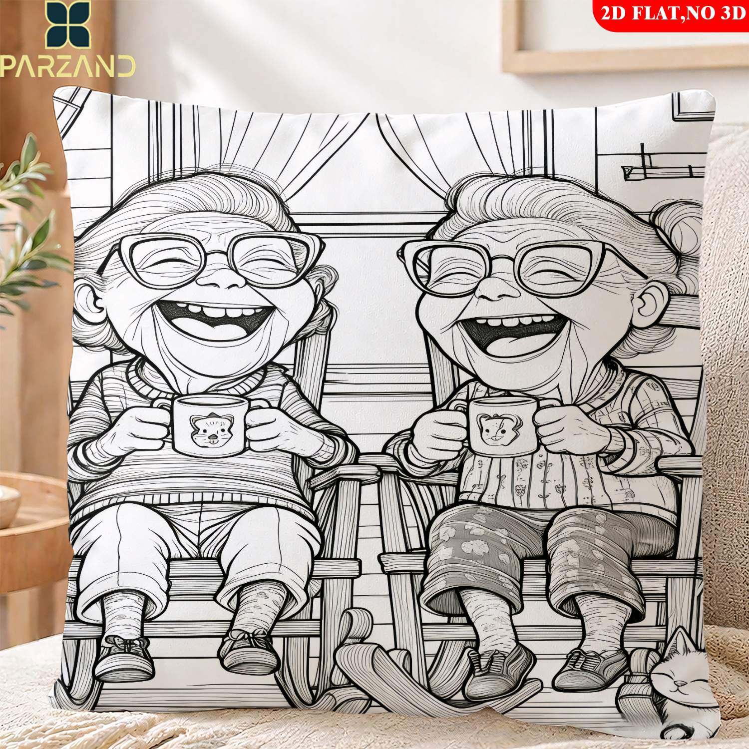 TEMU 2d Flat 1pc Pillowcase Elderly Best Friend Coloring Pillowcase Family Pattern, Pillowcase For Sofa, Bedroom, And Study, Comfortable And Soft