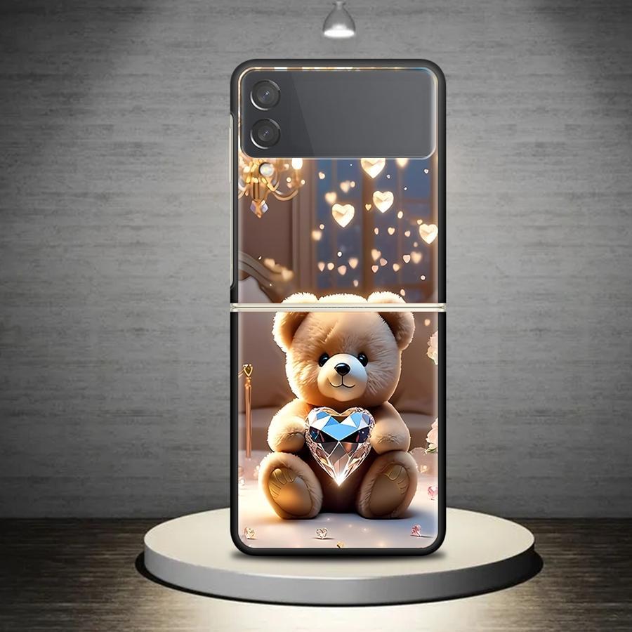 TEMU Phone Case - 2d Flat Little Bear Diamond Hard Cover Case For For Z Flip4 Z Flip 5g