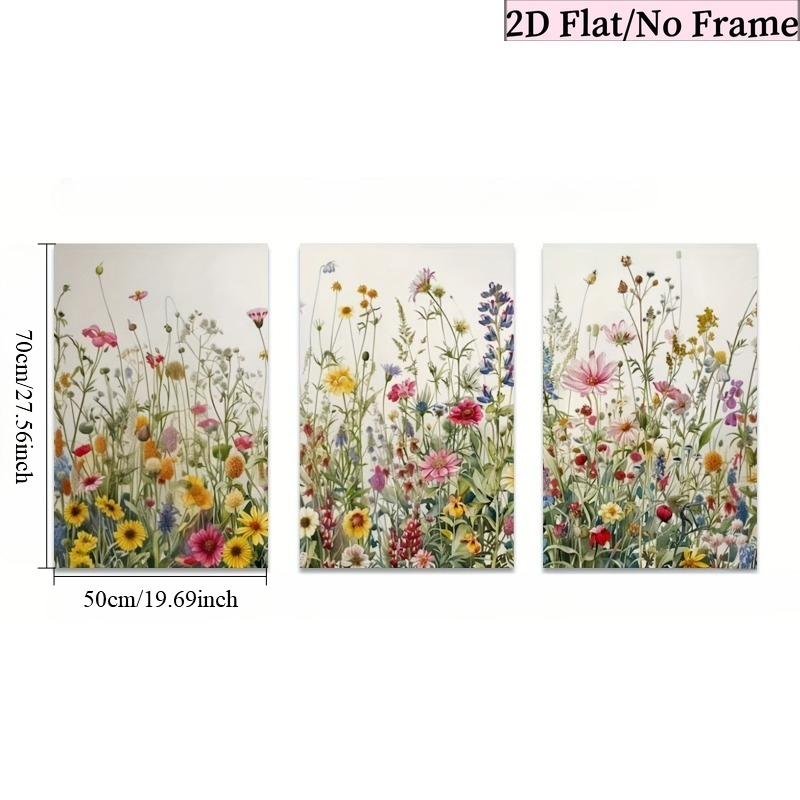 TEMU 2d Flat, 2d Flat, 3pcs 2d Flat Triptych Vibrant - Bathroom Decor - Mural Decoration - Mural - Home Decor - Halloween Home Decor - Poster -