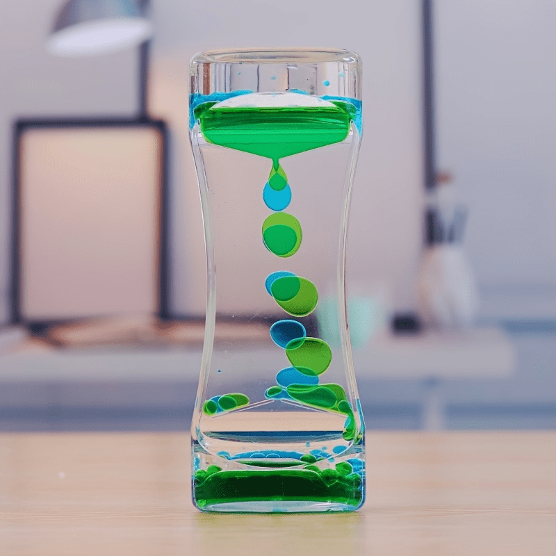 TEMU Colorful Dual-color Liquid Timer - Bubble And Oil Flow, Stress-relief Sensory Bubble Decor, Pool Supplies, Acrylic Desk Decoration Dual- Drip