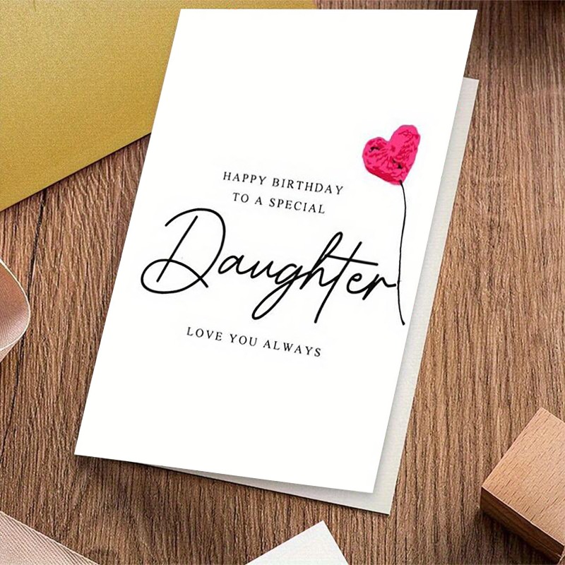 TEMU A Birthday Card For A Daughter - Featuring Elegant Modern Fonts And Wishes, With A Charming With , Family, , Colleagues, And - Includes An