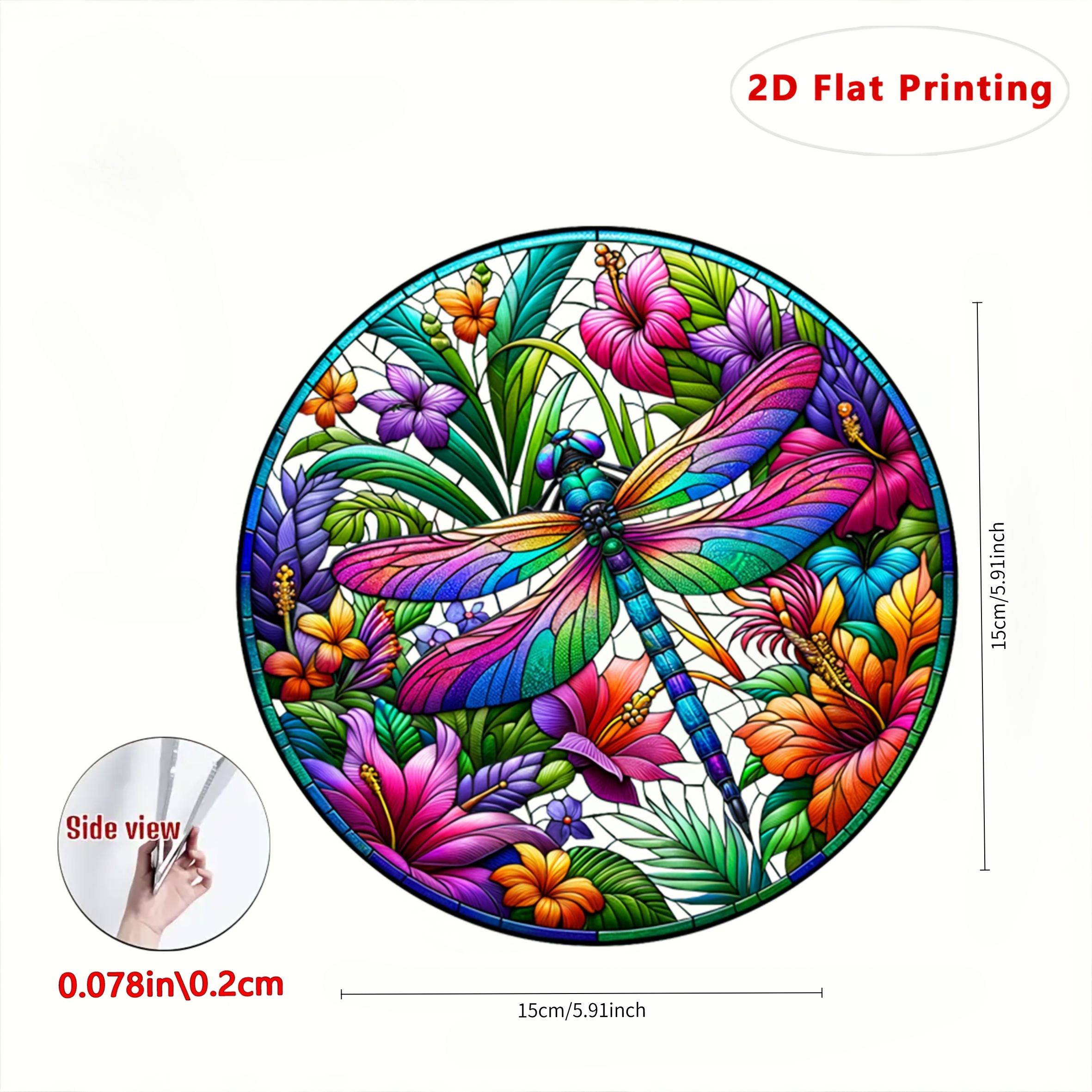 TEMU 2d Flat, 2d Flat1, Acrylic Round Dragonfly Colorful Garden Suncatcher, Gift For , Suitable For Decoration, Courtyard Garden Decor, Window Decor,