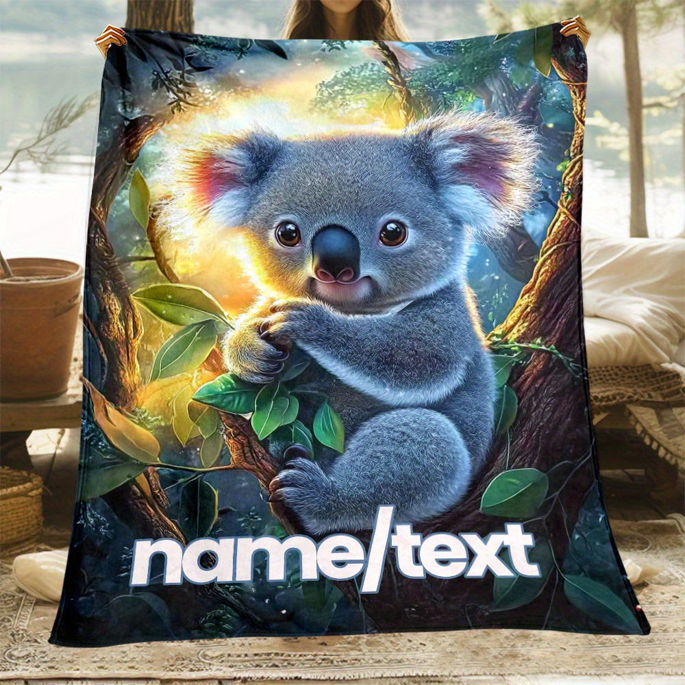 

[1pc Customizable Personalized Blanket] Customizable Flannel Blanket - Personalized Name Sofa, & Blanket, For , , And Bed, , Washable