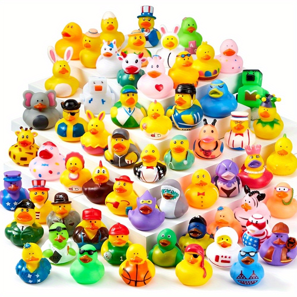   15pcs ducks random assortment ducks bulk with mesh carry bag mini duckies for bath toys kids summer pool toys birthday gifts party favors