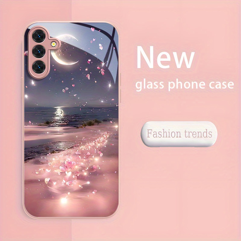 TEMU Metallic Paint Tempered Glass Phone Case Suitable For Galaxy A14 A24 4g A04 A04s A05 A05s A06 A13 A15 A16 A22 A23 A24 A25 A32 A33 A34 A35 A52