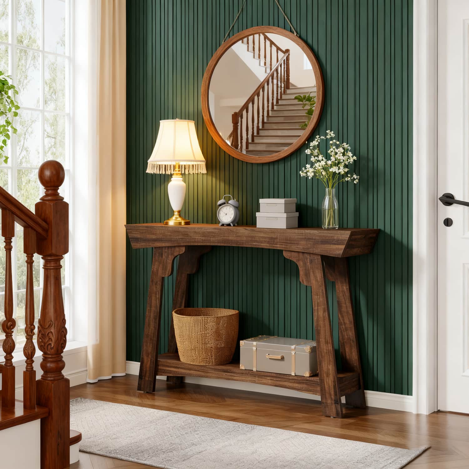 Narrow Console Table With 2-tier Storage Shelf - Wood Entryway Sofa Table Suitable For Behind Couch, Hallway, Foyer, Rustic Brown, Assembly, Space- For Narrow & Small Spaces