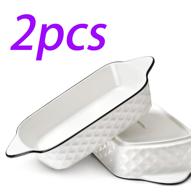 TEMU Collection de plaques de cuisson en céramique 2 ou 3 pièces, plat de cuisson rectangulaire de 1L (34 oz) avec motif et poignées, compatible four