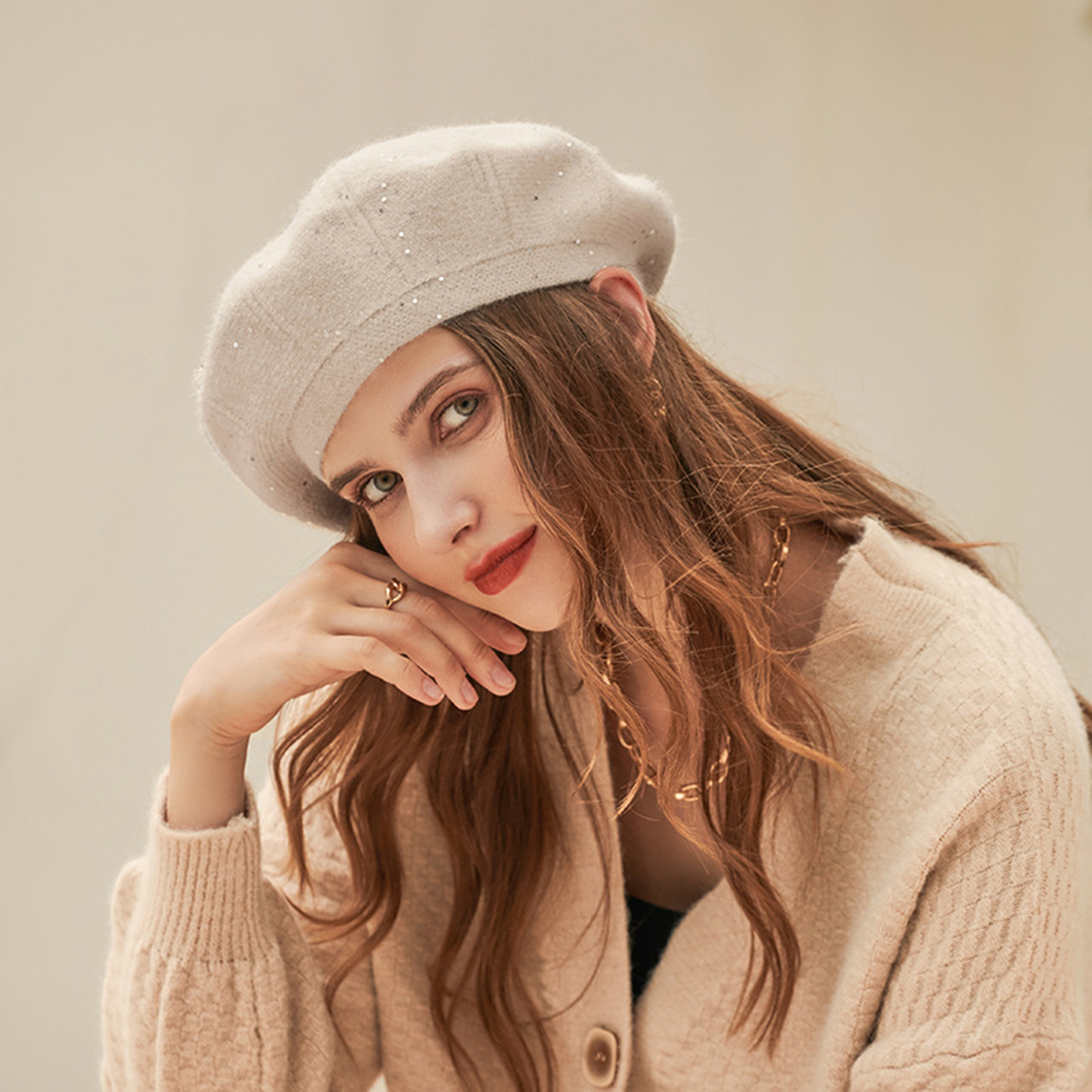 9945 48 Pcs Women Wool Beret Hat With Silky Scarf French Beret Bulk For Women Amazon.com: Shinymoon 48 Pcs Women Wool Beret Hat with Silky  main image 2
