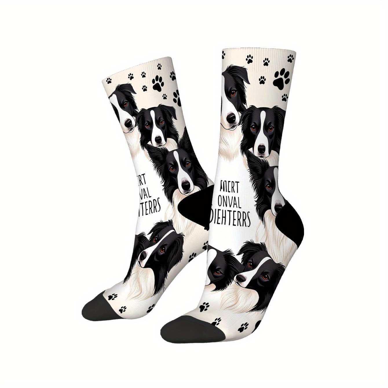 TEMU A Pair Of Printed Socks Featuring Multiple Border Collies In A Printed Pattern. High-quality Women's Socks, Comfortable And . Stylish Men's